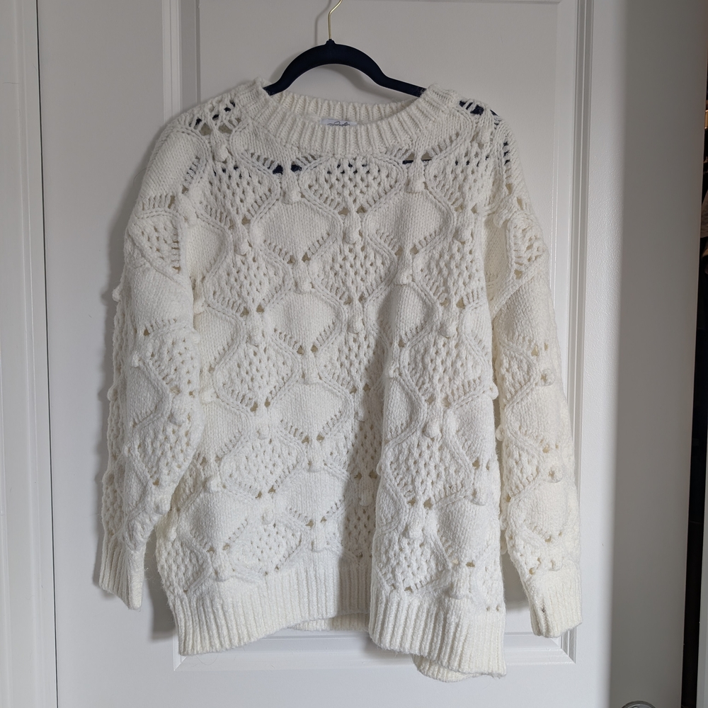 Cream Crochet Ribbed Pullover Sweater by Magnolia Boutique